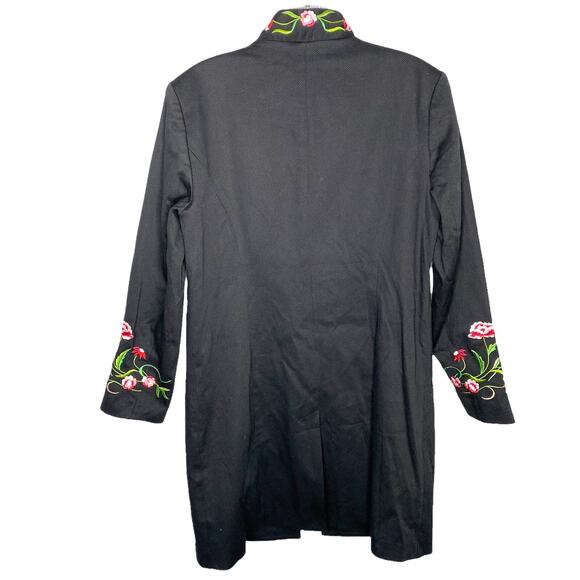 Victor Costa Occasion Coat Women's Size XS Black Floral Embroidered Button Up - Picture 2 of 4